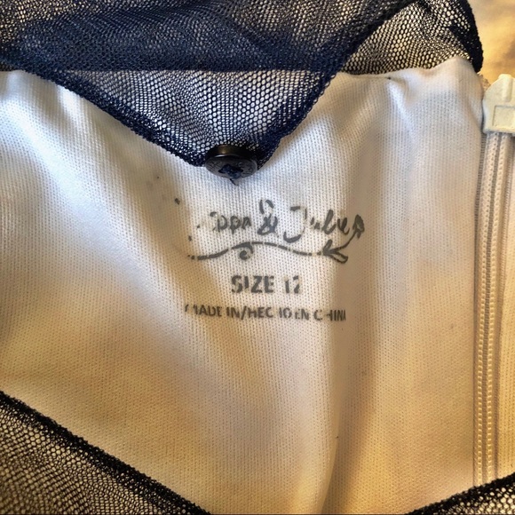 Pippa & Julie Blue Galaxy Print Dress with Illusion Neckline and lining size 12 - Picture 6 of 8